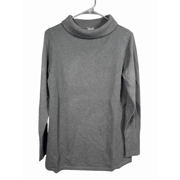 NWT Talbots Women's Pure Cashmere Cowl Neck Sweater S Black Ribbed